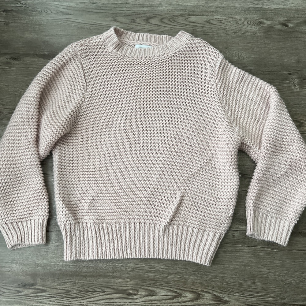 Sabo Garter Stitch Knit Sweater Womens XS Pink Relaxed Chunky Pullover